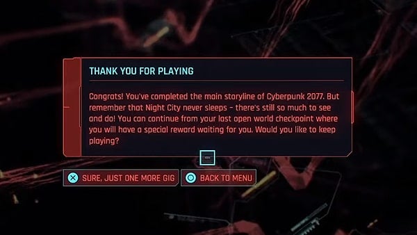 end credits one more gig option endings cyberpunk 2077 wiki guide